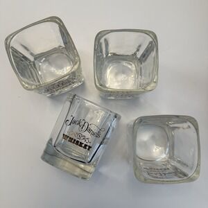 VINTAGE Jack Daniels Heavy Square 8 Oz.‎ Whiskey Rocks Glasses/ Set of 4